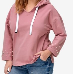 NWOT Pearl-Embellished Pullover Hoodie